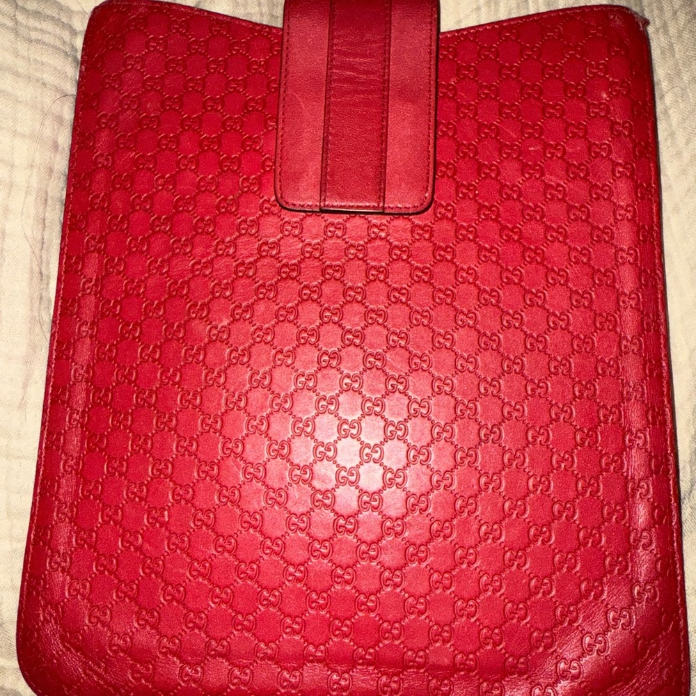 Gucci Red Embossed Leather Case